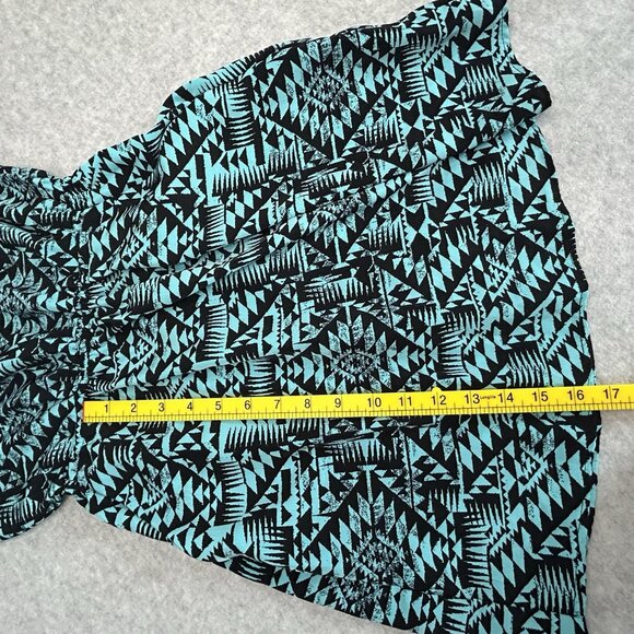 PINK REPUBLIC Aztec Short Dress Sz S Turquoise Black Bar Back Pockets Soft - Picture 10 of 11